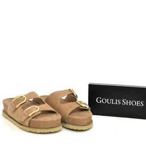 Γ 25190 DARK BEIGE  SUEDE GOULIS SHOES